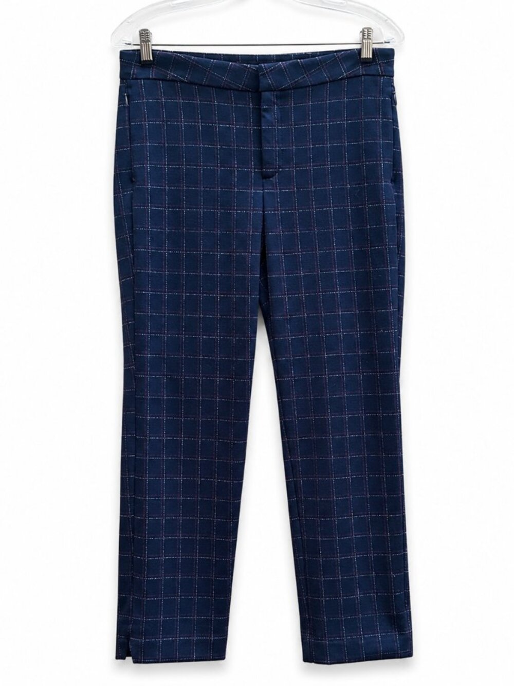 Banana Republic Navy Plaid Windowpane Tailored Trousers